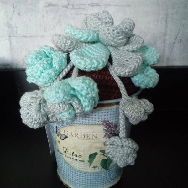 cachepot + suculenta crochet