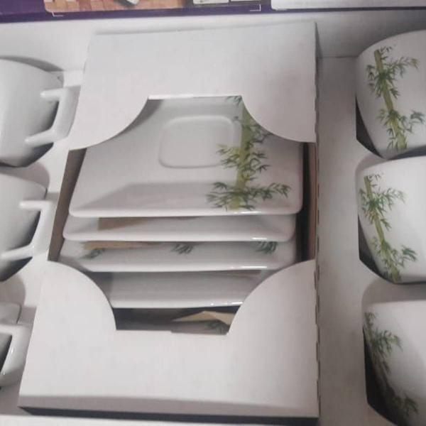 conjunto de chá bambo porcelana (nunca usado)