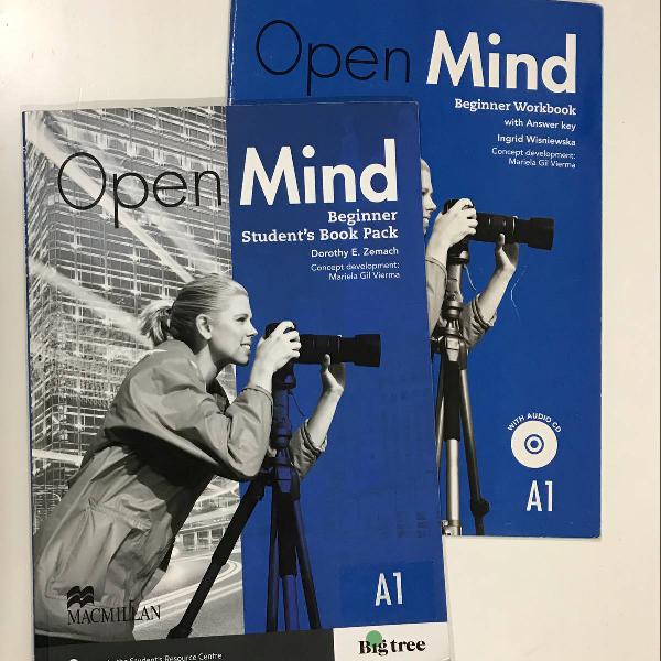 livros open mind - beginner workbook e students book