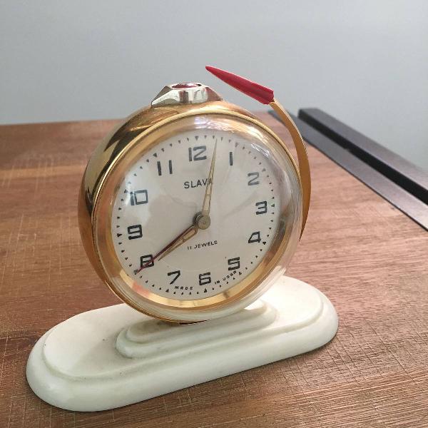 relógio despertador slava 16 jóias soviético ussr corrida