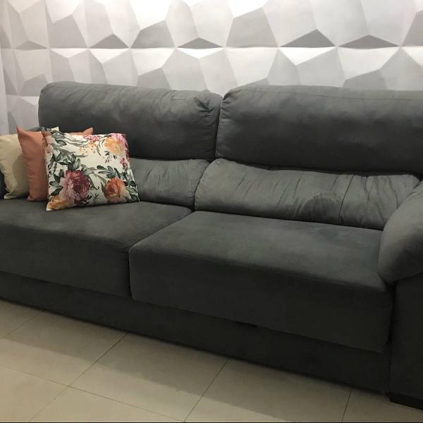 sofá reclinável 4 lugares cinza 2.40m 58kg