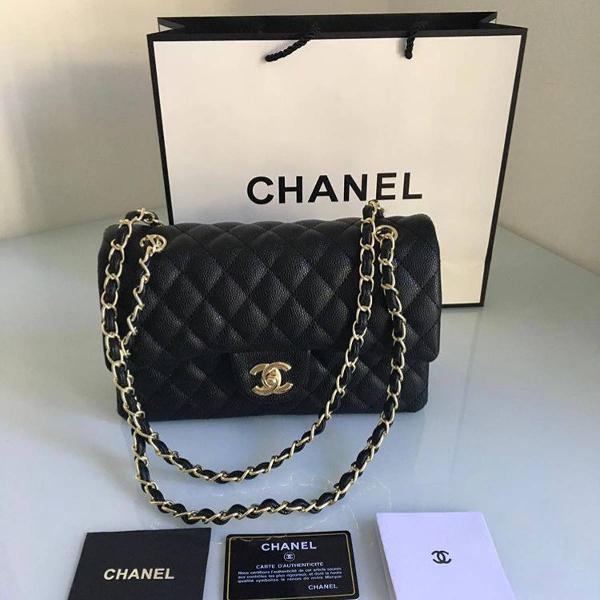 bolsa chanel 2.55 caviar na caixa + lenço da louis vuitton