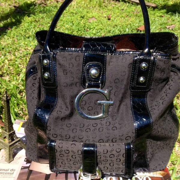 bolsa preta guess logomania