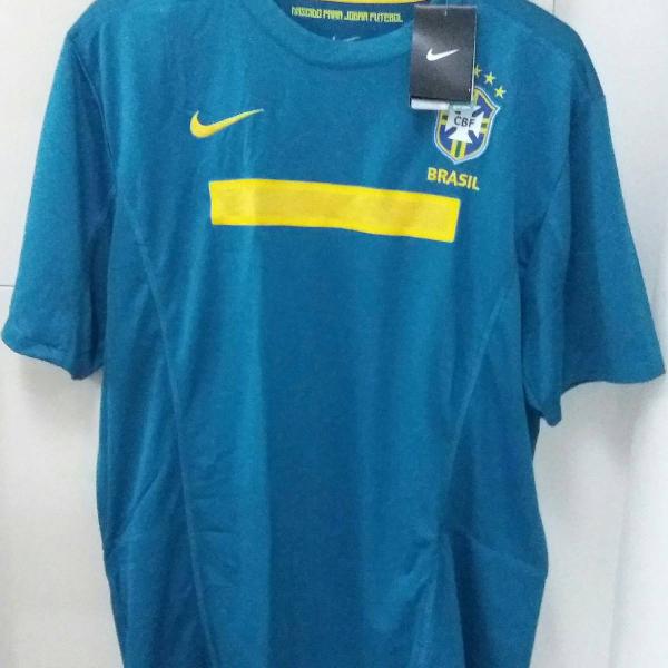 camisa brasil azul - original nike - nova