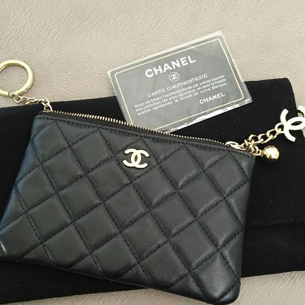 carteira chanel,couro lambskin