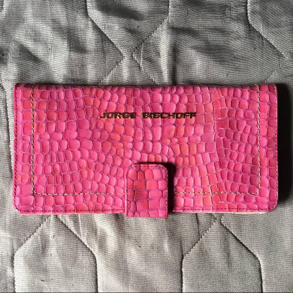 carteira clutch jorge bischoff pink couro