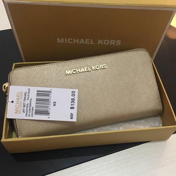 carteira michael kors original dourada