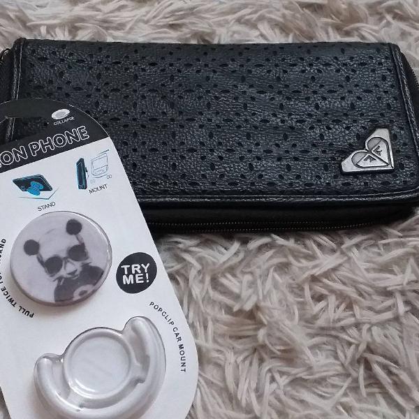 carteira roxy + pop socket