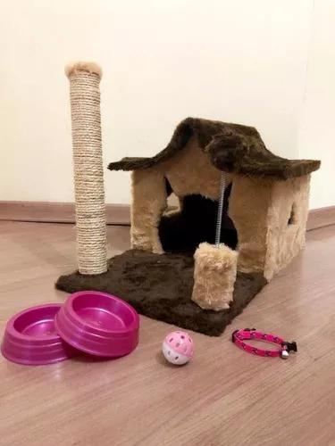 Brinquedo Arranhador Gato Casa Kit Gato