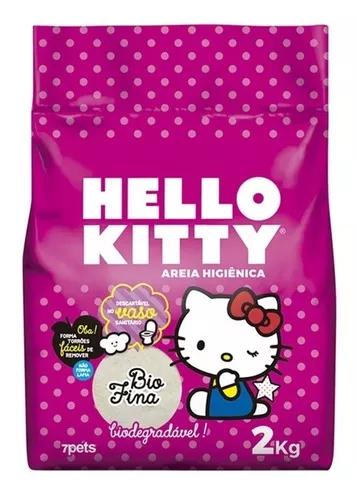 Kit 10 Areias De Gato Hello Kitty Bio Fina 2kg