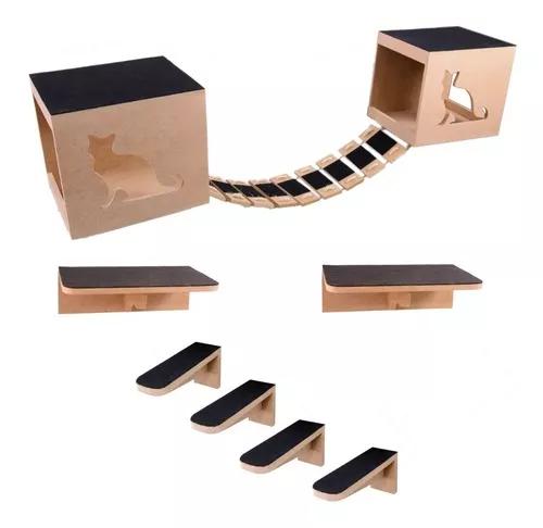 Play Kit Nicho Gatos 9 Pcs Toca,degraus,prateleiras Mdf