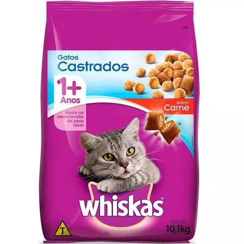 Ração Whiskas Carne 1+ Anos Para Gatos Castrados - 10,1 Kg