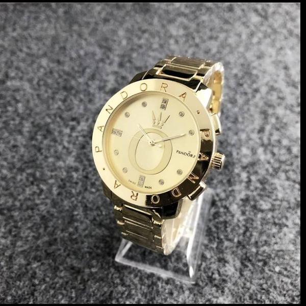 relogio feminino dourado pandora