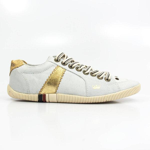 sapatenis osklen feminino branco com dourado