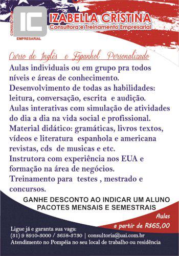 Aulas de Inglês e Espanhol particulares em Belo Horizonte
