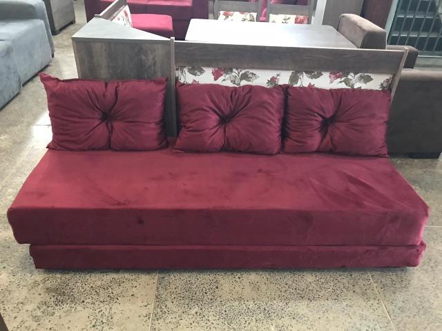Sofa cama tecido Sued Amassado super moderno apenas 250