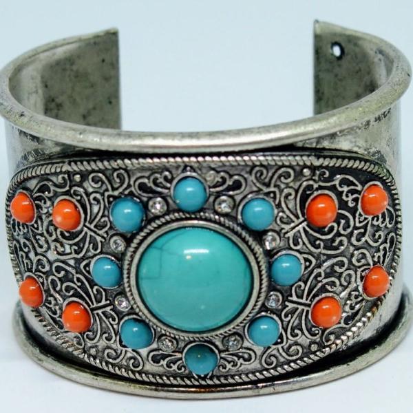 bracelete indiano laranja e turquesa