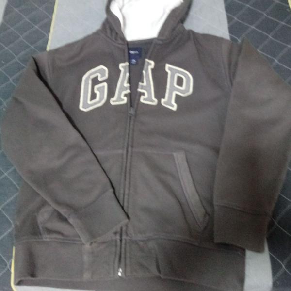 casaco de moletom gap com capuz e ziper