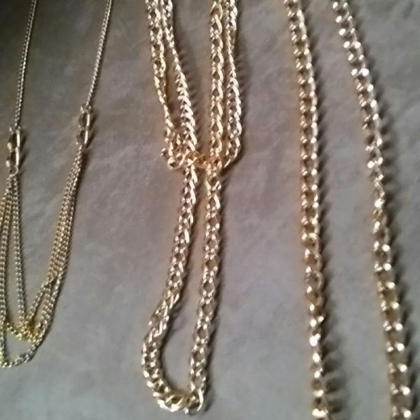 lote colares de correntes italianas douradas
