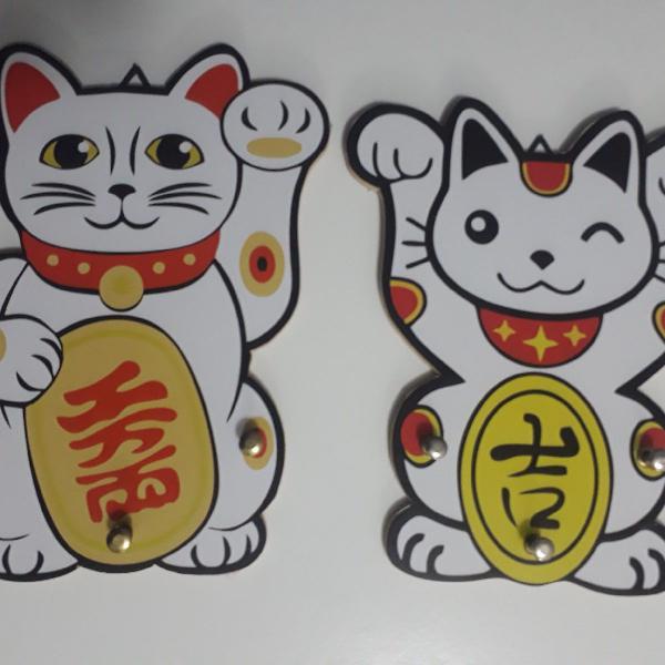 2 gatinhos da sorte Maneki Neko- porta chave