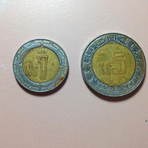 2 moedas pesos mexicano 1983 e 1994 r$36