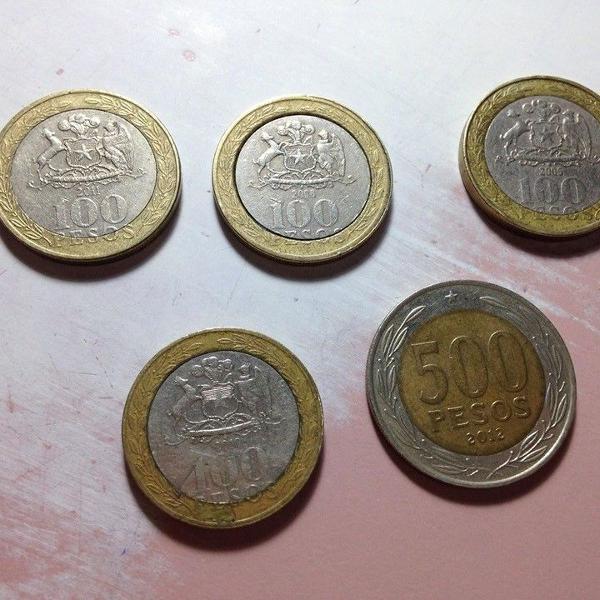 5 moedas pesos chilenos chile ler descrição toda r$43