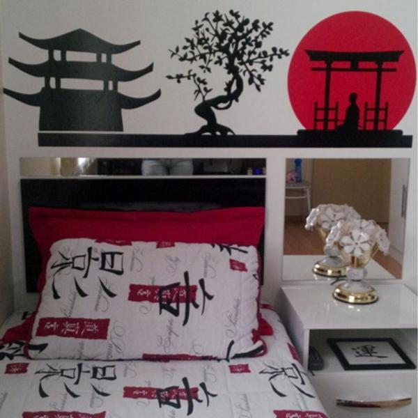 adesivo decorativo quarto oriental meditação bonsai japão