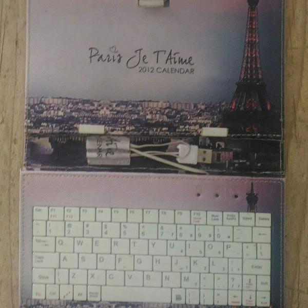 capa para tablet com teclado 7 polegadas paris je t'aime