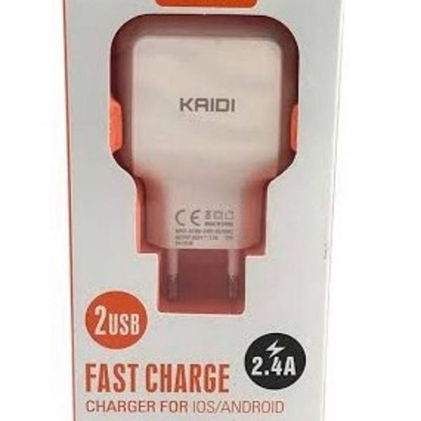 carregador fast charge 2 portas usb + cabo iphone kaidi-605