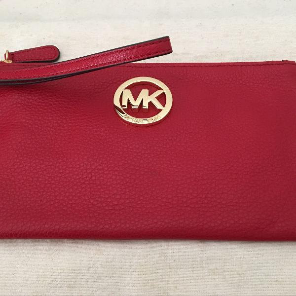 clutch/bolsa de mão michael kors couro vermelho