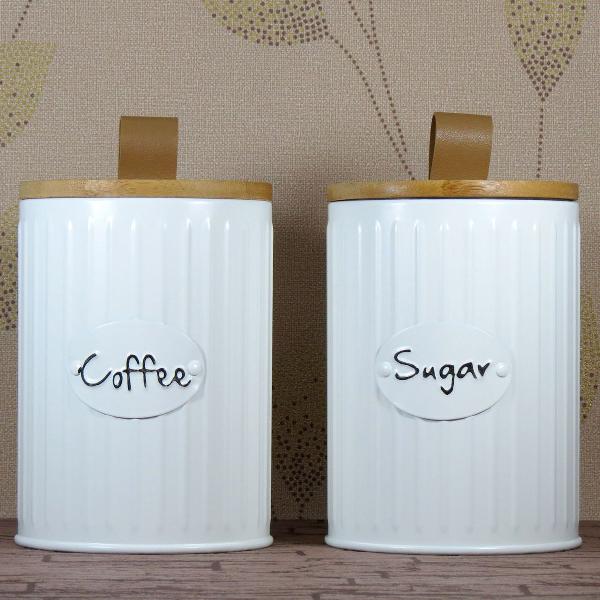 conj 2 latas porta café e açúcar branco cantinho do café