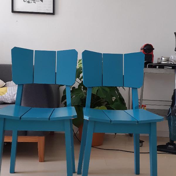 conjunto com 2 cadeiras oppa azuis vide foto de capa