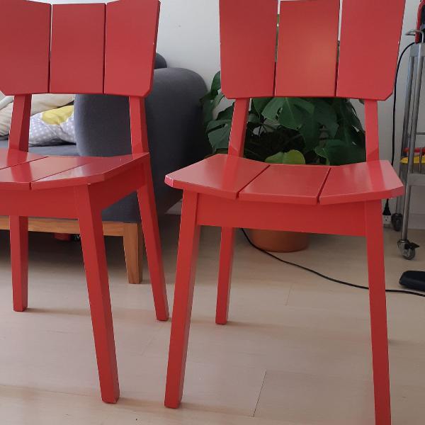 conjunto com 2 cadeiras vermelhas oppa vide foto de capa