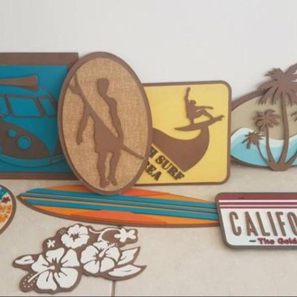 kit placas decorativas surf