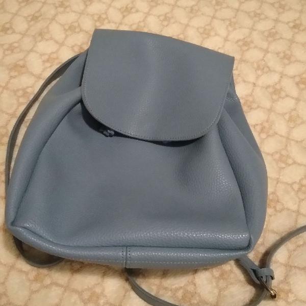 mochila pequena couro azul miniso