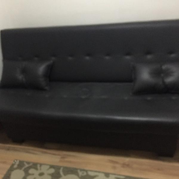 sofá cama de courino preto