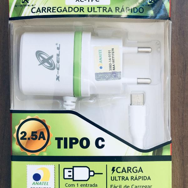 carregador ultra rápido type-c moto g6 g7 one zplay 2 x4