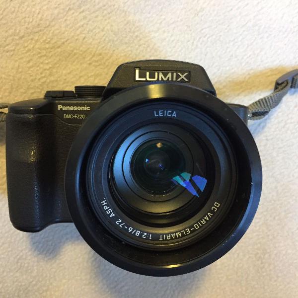 câmera digital panasonic lumix dmc-fz20 + lente leica + 2