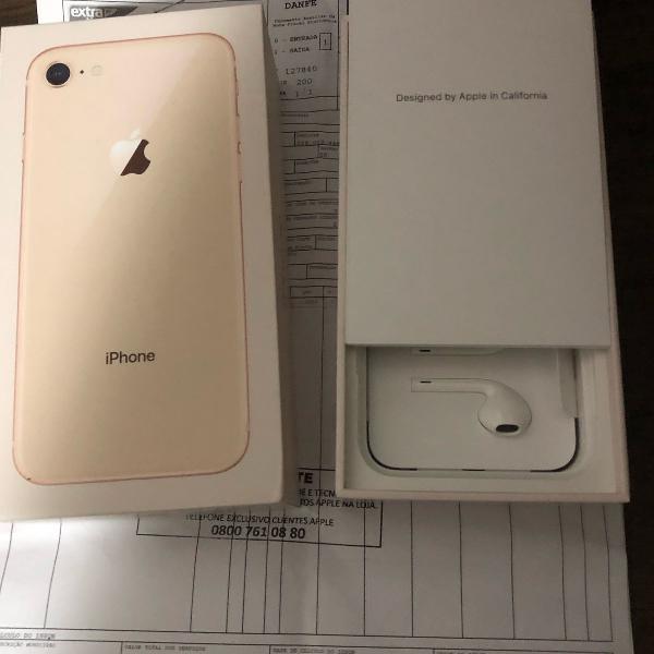 iphone 8 semi novo - completo - gold - 4 meses de uso-