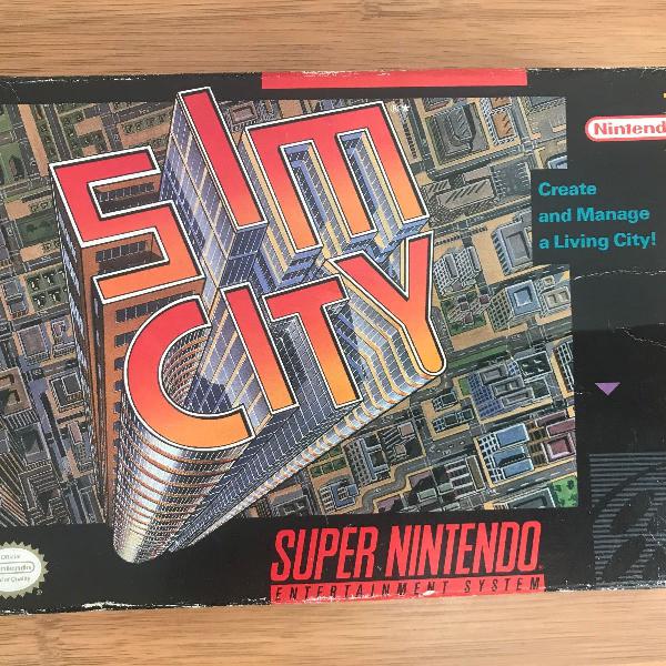 jogo super nintendo sim city japonês com caixa raro anos 90