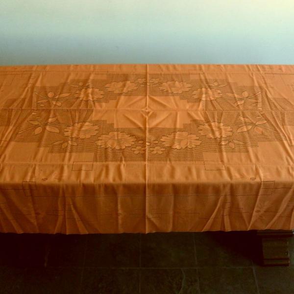 linda toalha de mesa coral retangular grande em linho