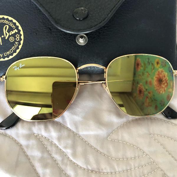 ray ban espelhado hexagonal