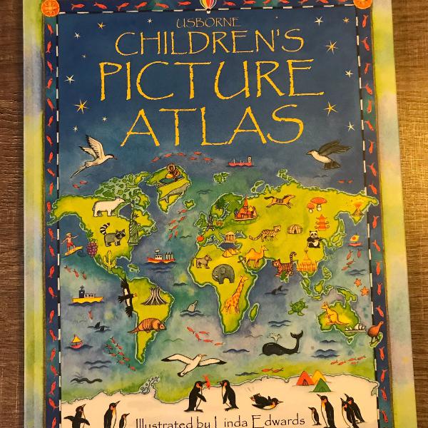 usborne, children's picture atlas, ilustrated by linda