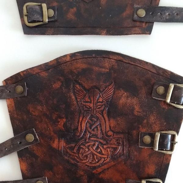 Bracelete Viking Couro Odin