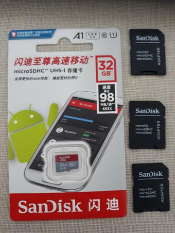 Cartão de Memória Sandisk 32 GB + adaptador de brinde