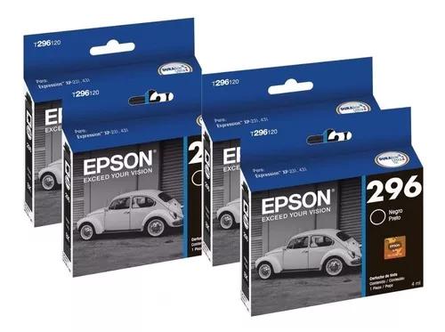 Kit 4 Cartuchos Epson Pretos Originais 296 P/ Xp231, 241,431