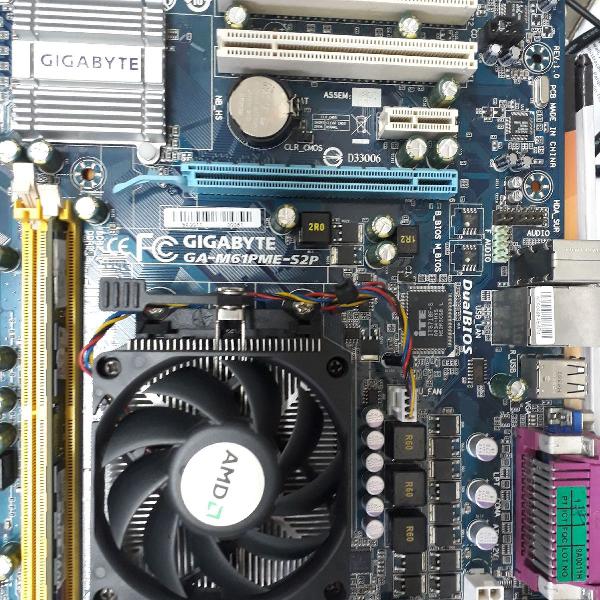 Kit Placa mãe GA-m61pme-s2 + proc Athlon 64 x 2 2 GB de RAM