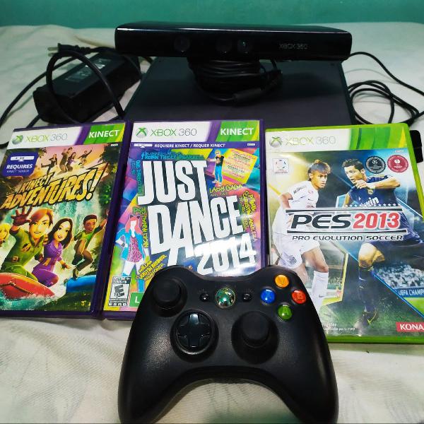 Xbox 360 com Kinect + HD 250 GB com jogos