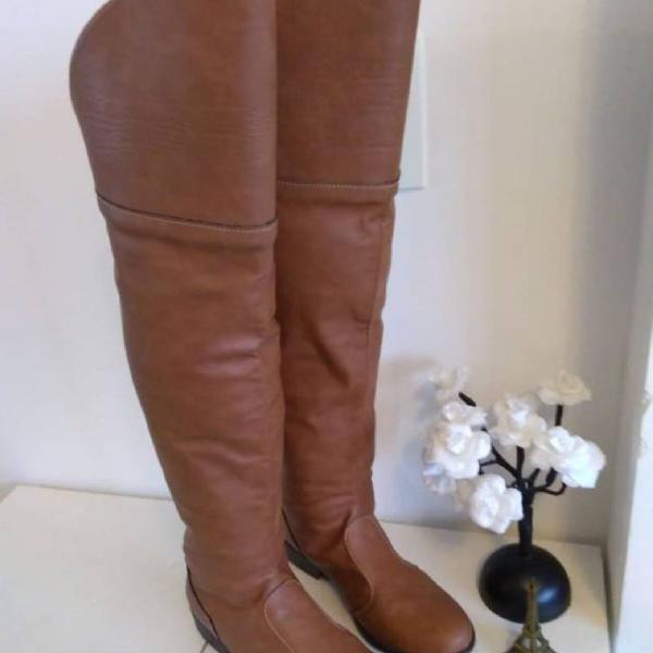 bota over the knee caramelo