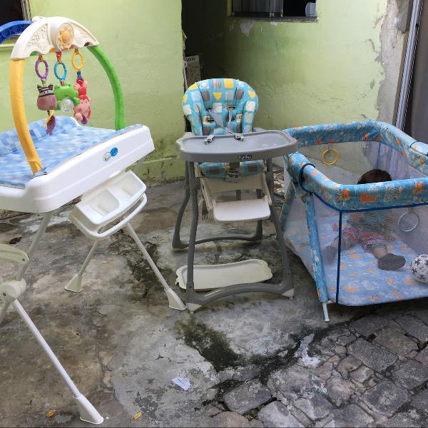 cercadinho trocador banheira cadeira de alimentação